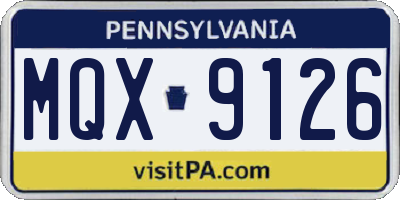 PA license plate MQX9126