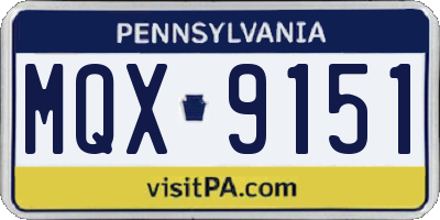 PA license plate MQX9151