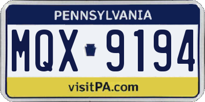 PA license plate MQX9194