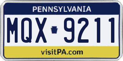 PA license plate MQX9211