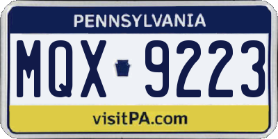 PA license plate MQX9223
