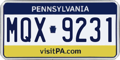 PA license plate MQX9231