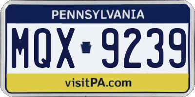 PA license plate MQX9239