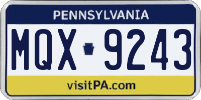 PA license plate MQX9243