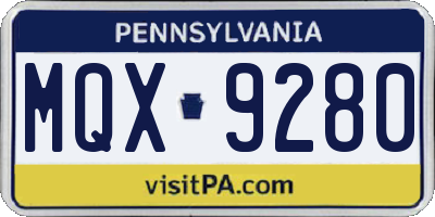 PA license plate MQX9280