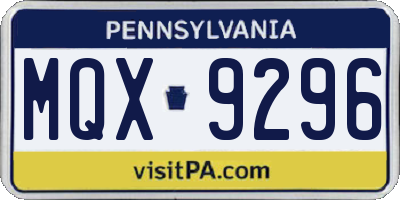 PA license plate MQX9296