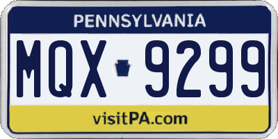 PA license plate MQX9299