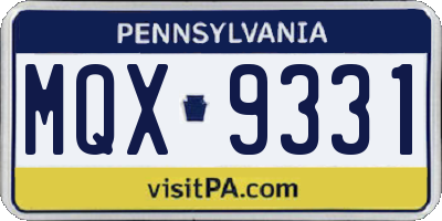 PA license plate MQX9331