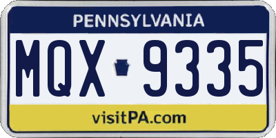 PA license plate MQX9335