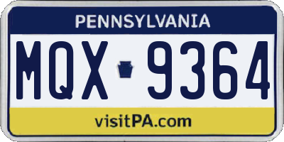 PA license plate MQX9364