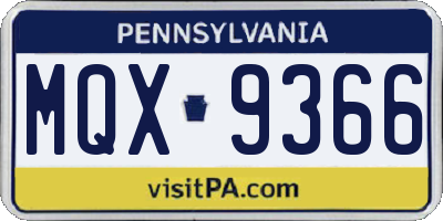 PA license plate MQX9366