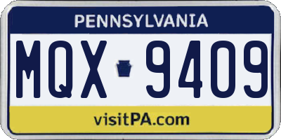 PA license plate MQX9409