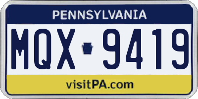 PA license plate MQX9419