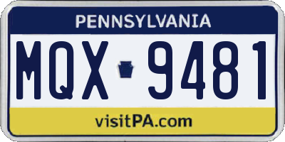 PA license plate MQX9481