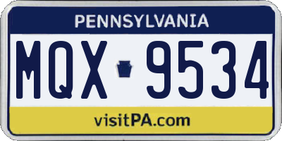 PA license plate MQX9534
