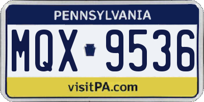 PA license plate MQX9536