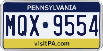 PA license plate MQX9554