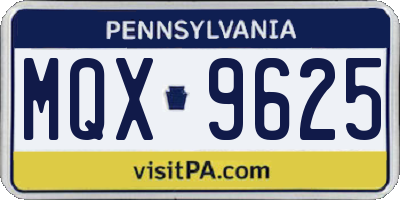 PA license plate MQX9625