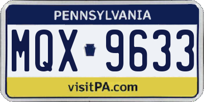 PA license plate MQX9633