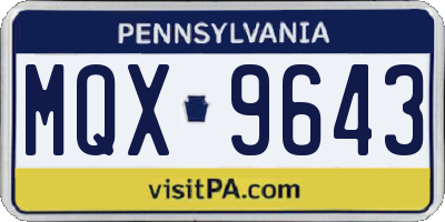 PA license plate MQX9643