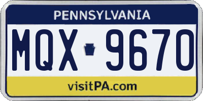 PA license plate MQX9670