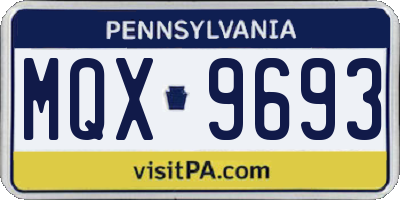PA license plate MQX9693