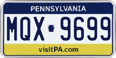 PA license plate MQX9699
