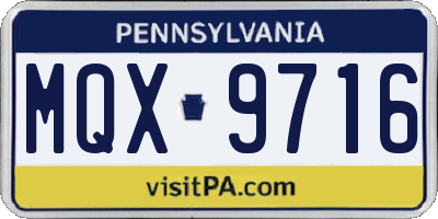 PA license plate MQX9716