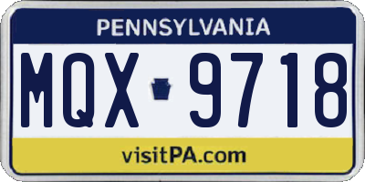 PA license plate MQX9718