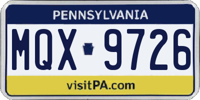 PA license plate MQX9726