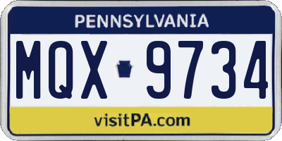 PA license plate MQX9734