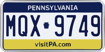 PA license plate MQX9749