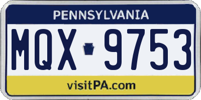 PA license plate MQX9753