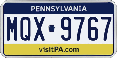PA license plate MQX9767