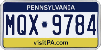PA license plate MQX9784