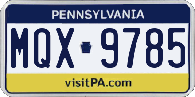 PA license plate MQX9785