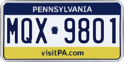 PA license plate MQX9801
