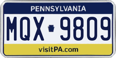 PA license plate MQX9809