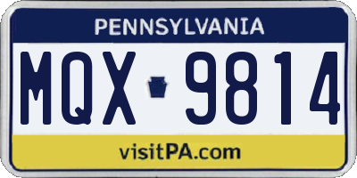 PA license plate MQX9814