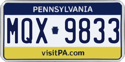 PA license plate MQX9833