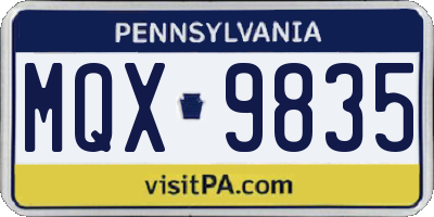 PA license plate MQX9835