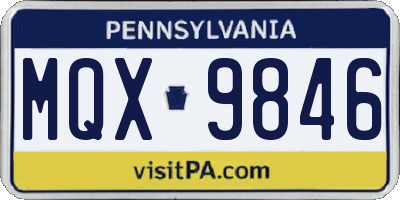 PA license plate MQX9846