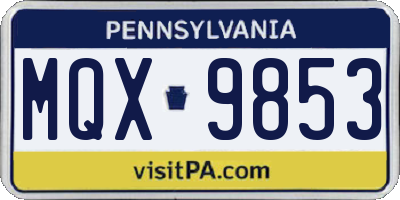 PA license plate MQX9853