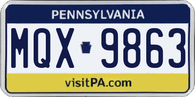 PA license plate MQX9863