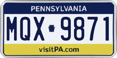 PA license plate MQX9871