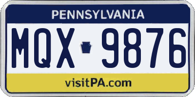 PA license plate MQX9876