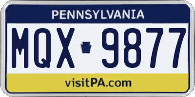 PA license plate MQX9877