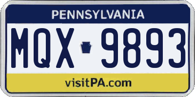 PA license plate MQX9893