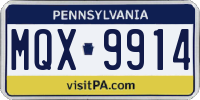 PA license plate MQX9914