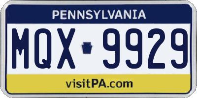 PA license plate MQX9929